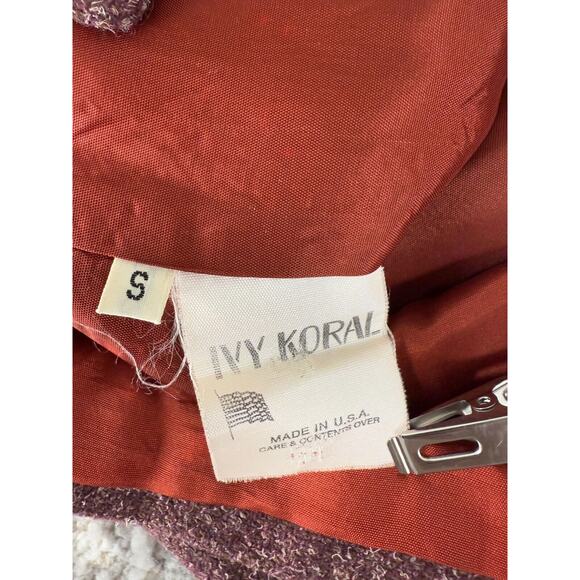 VINTAGE Ivy Koral Womens Size S Single Button Wool Blend Blazer Jacket Maroon - Picture 7 of 9